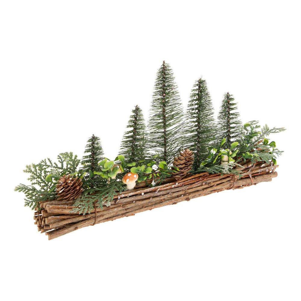 Sapins de noël décoratifs sur fagot forme champignon l. 30 cm