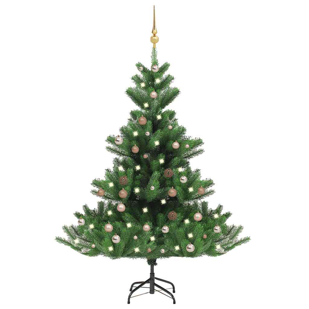Sapin de noël artificiel nordmann avec led et boules vert 150cm