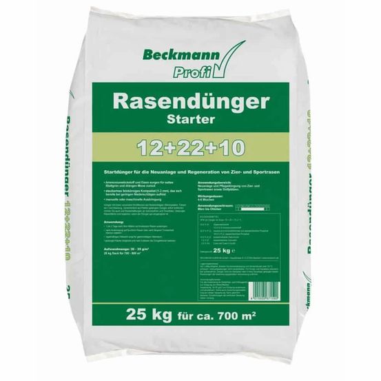 Engrais gazon 25kg: starter pour nouvelle pelouse, couvre jusqu'à 700m²
