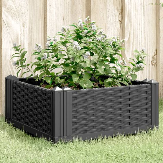 Carré potager modulable pp aspect rotin pour jardin terrasse noir 42,5cm