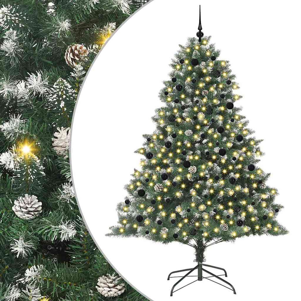 Sapin de noël artificiel vert 240 cm pvc, plastique et acier