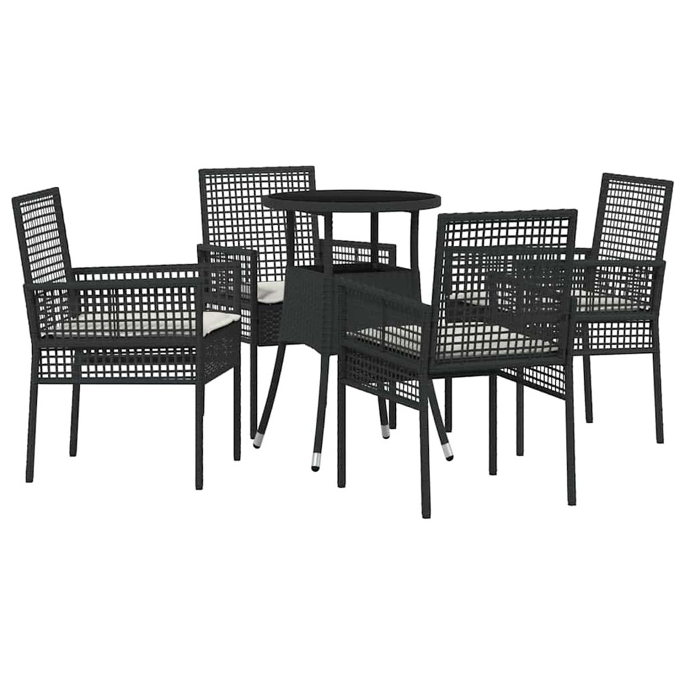 Ensemble de salle à manger pour jardin 5 pcs noir poly rotin