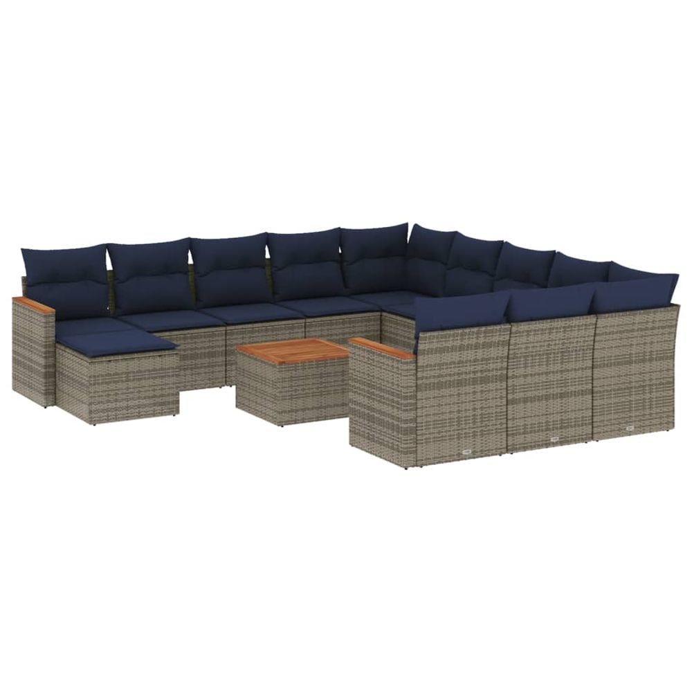 Ensemble de canapé de jardin 13 pcs avec coussins gris