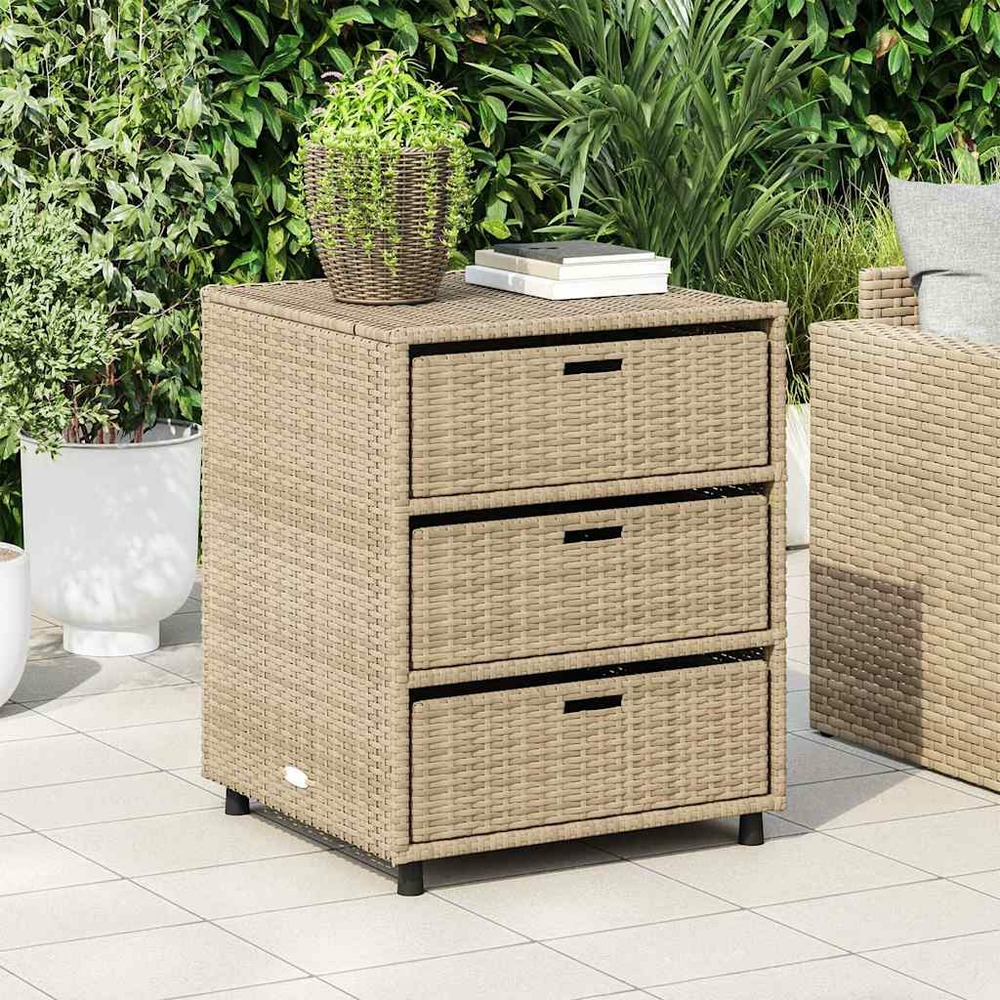 Armoire de rangement de jardin beige 55x59x69 cm résine tressée