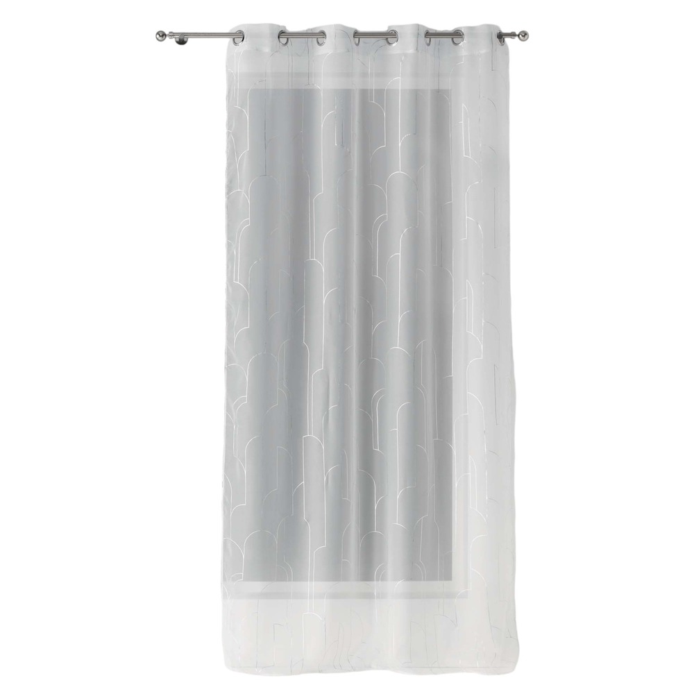 Rideau voile metallise domea blanc argent