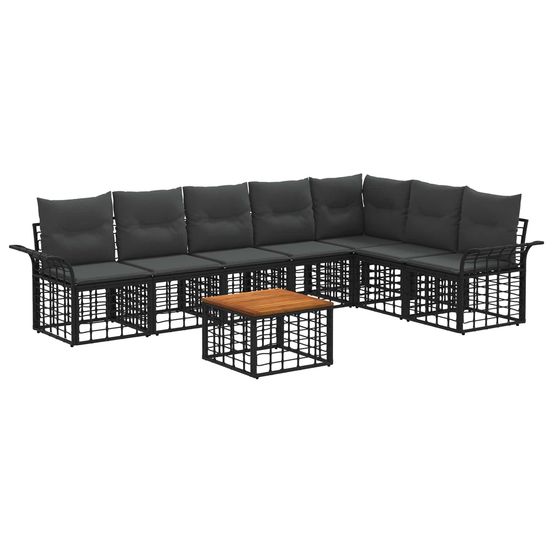 Ensemble de canapés d'extérieur 8 pc noir et gris foncé