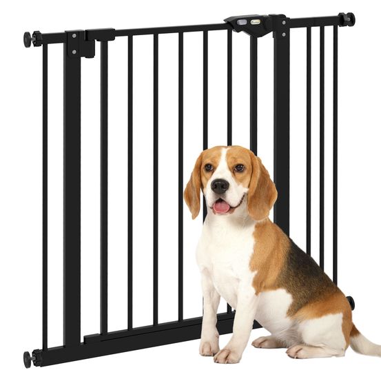 Barrière de sécurité pour chien métal pour portes extensible fermeture auto 74-87x77cm noir - comfortxl pet living