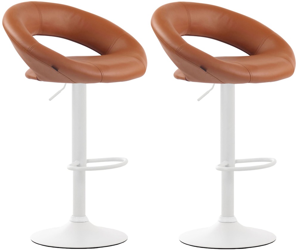 Lot de 2 tabourets de bar olinda simili cuir blanc