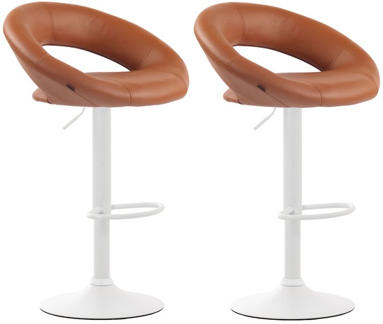Lot de 2 tabourets de bar olinda simili cuir blanc