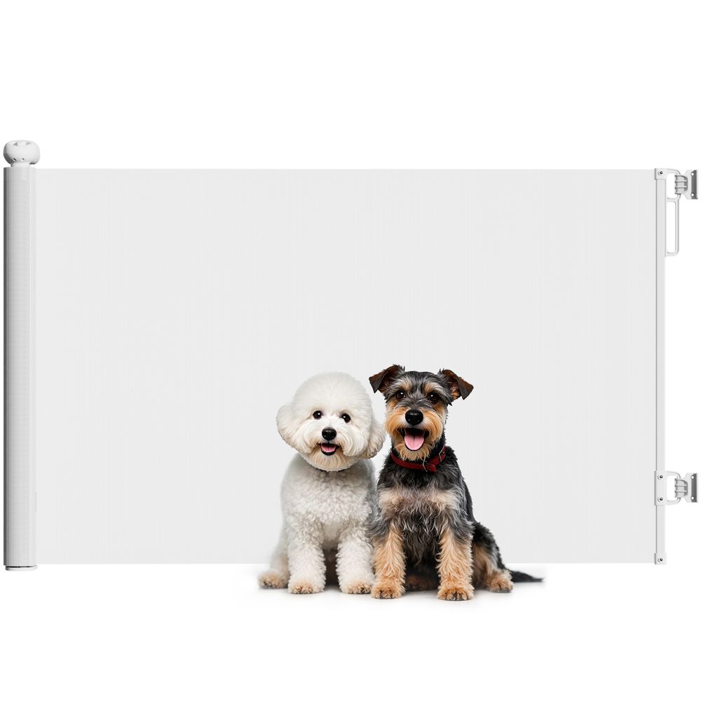 Barrière chien rétractable en aluminium pour maison extensible 0-140x86.5cm blanc - comfortxl pet living
