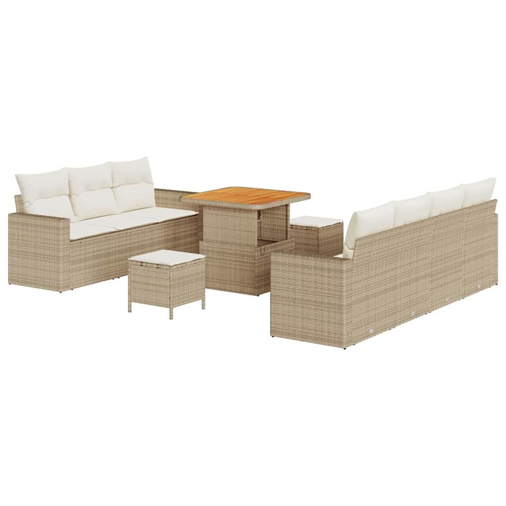 Ensemble de canapé de jardin 10 pc beige polyrotin