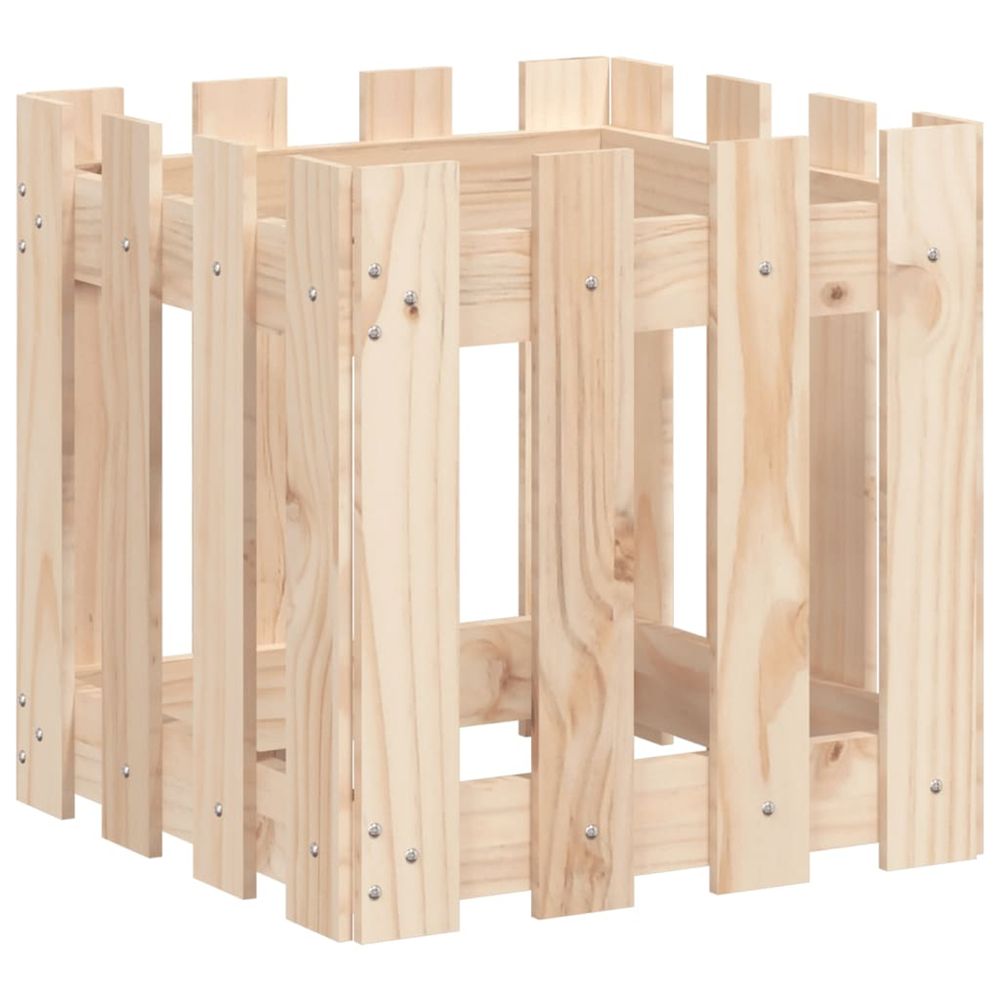 Jardinière d'extérieur avec design de clôture 40x40x40 cm pin massif