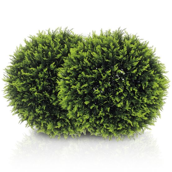 Lot 2 boules cèdre artificielles plastique intérieur extérieur décoration ø45cm vert