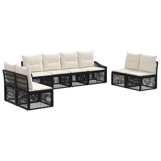 Ensemble de canapé de jardin 8 pc noir polyrotin