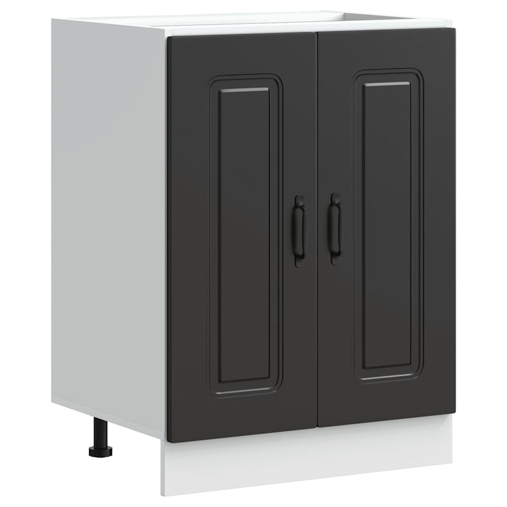 Meuble bas pour évier kalmar noir 60x46x81,5 cm bois ingénierie