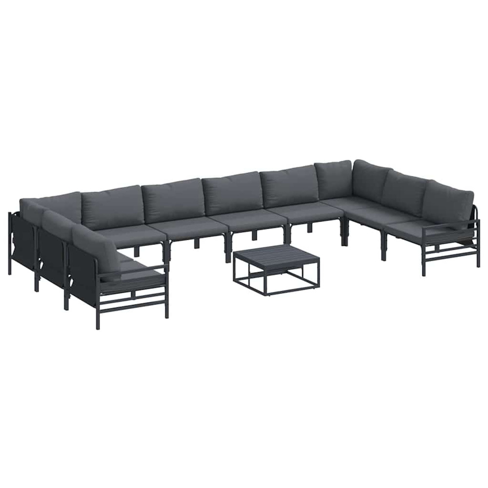 Ensemble de canapé de jardin avec coussin 11 pcs noir acier