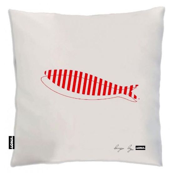 Coussin 100% coton 50 cm poisson poisson rouge
