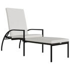 Transat chaise longue bain de soleil lit de jardin terrasse meuble d'extérieur avec repose-pied résine tressée marron 02_0012