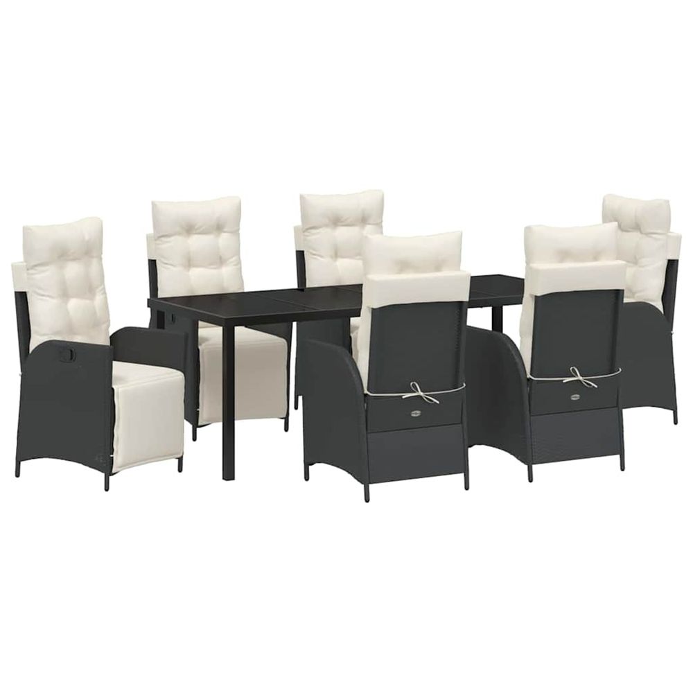 Ensemble de salle à manger pour jardin 7 pc noir polyrotin
