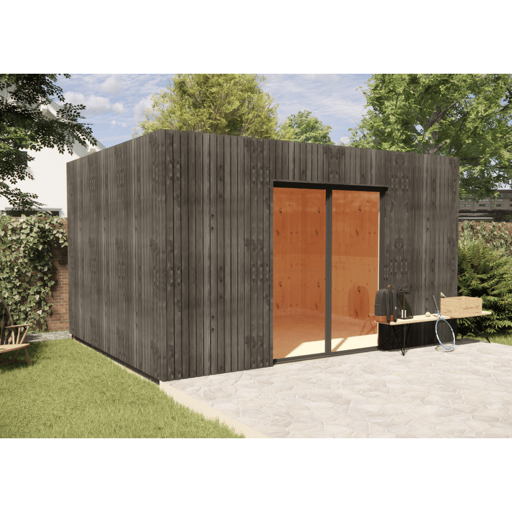 Studio de jardin re2020 en bois 4,4 x 3,5 x 2,7 m / isolation re2020 avec plancher isolé / menuiseries alu k-line