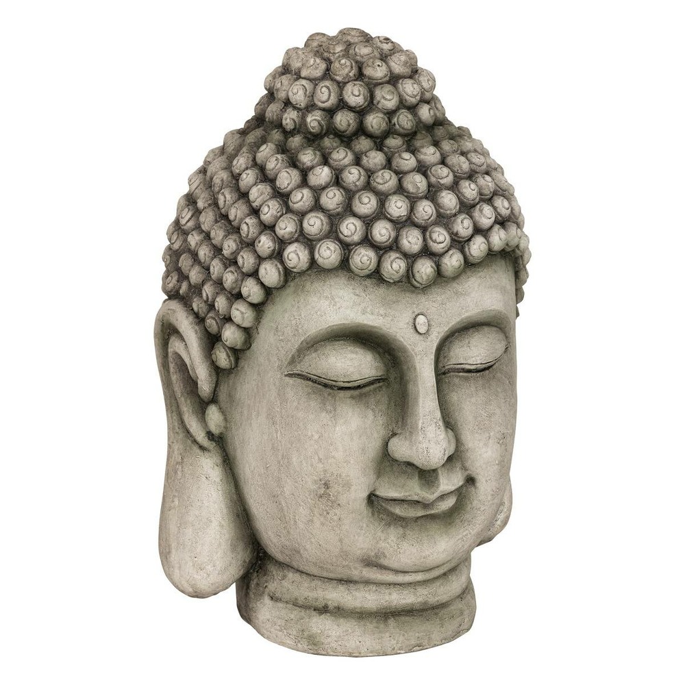 Tête bouddha déco extérieur h.60cm magnésie gris