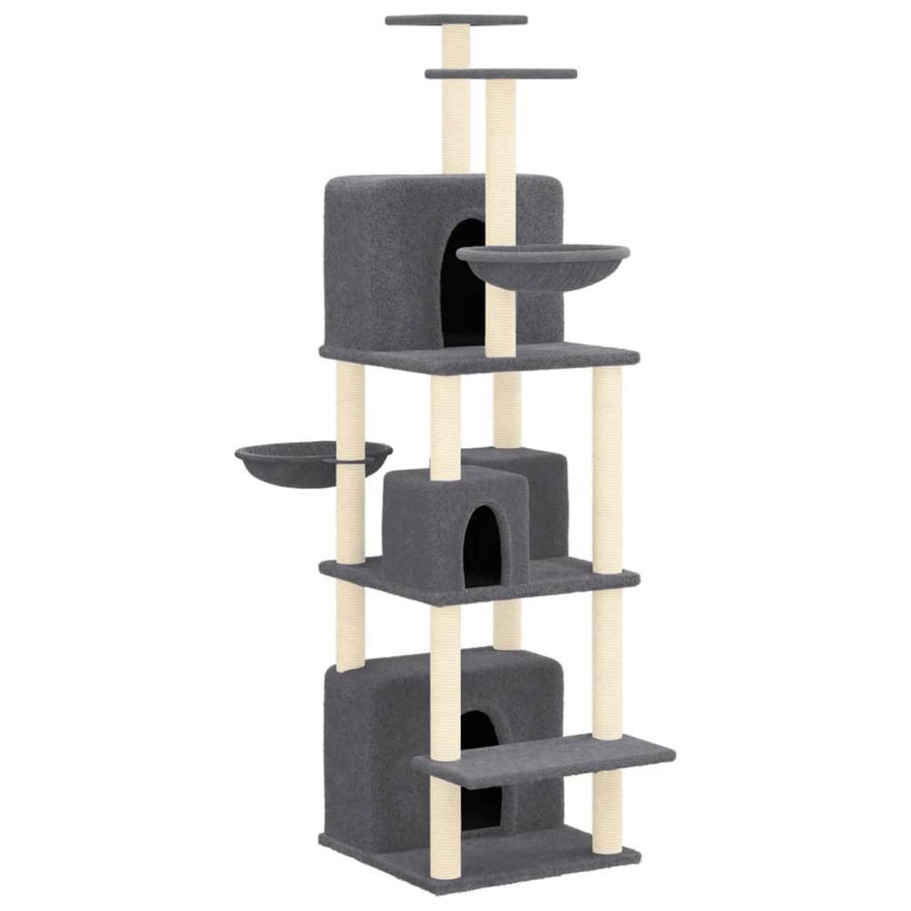 Arbre à chat avec griffoirs en sisal gris foncé 180 cm