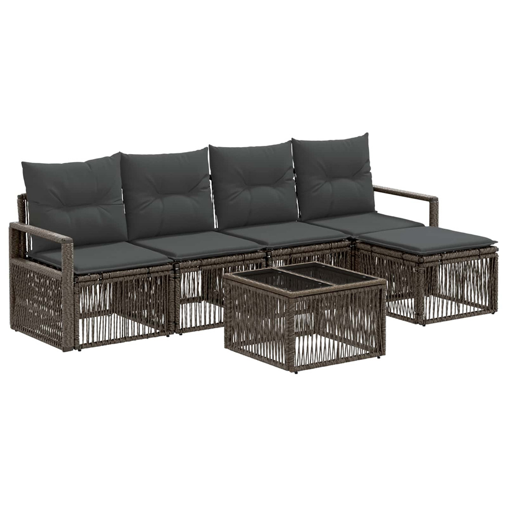 Ensemble de canapé de jardin 6 pcs gris polyrotin
