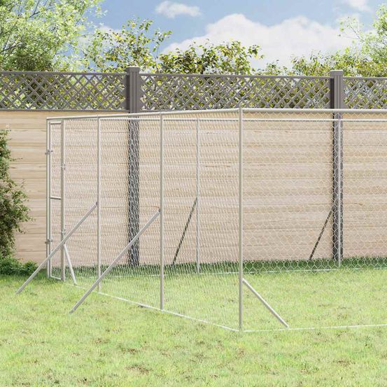 Chenil extérieur acier galvanisé pour chiens et animaux jardin 6x14x2 m