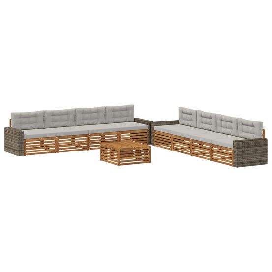 Ensemble de canapés d'extérieur 9 pc naturel et gris clair