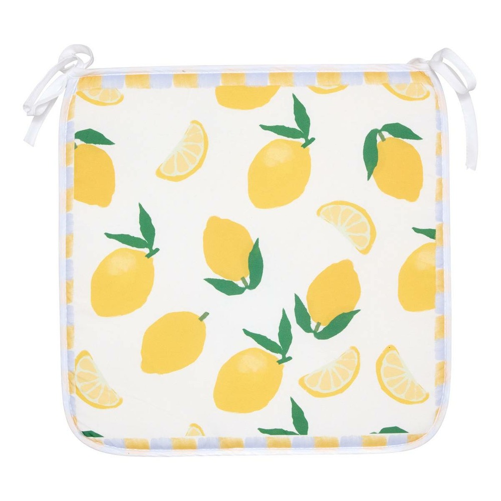 Galette de chaise fruity 39x39cm imprimé citrons jaunes