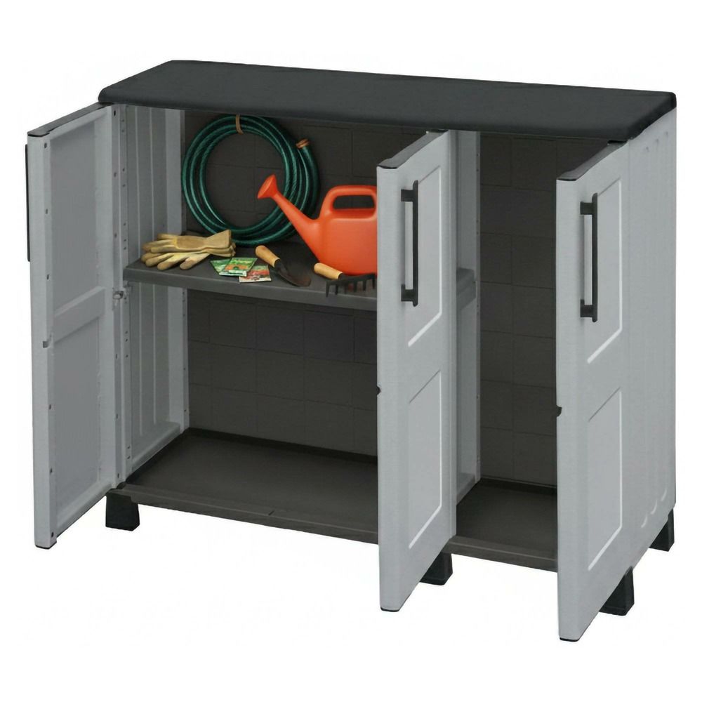 Armoire d'extérieur alaghesia, 2 étagères 102x37x90h cm gris clair