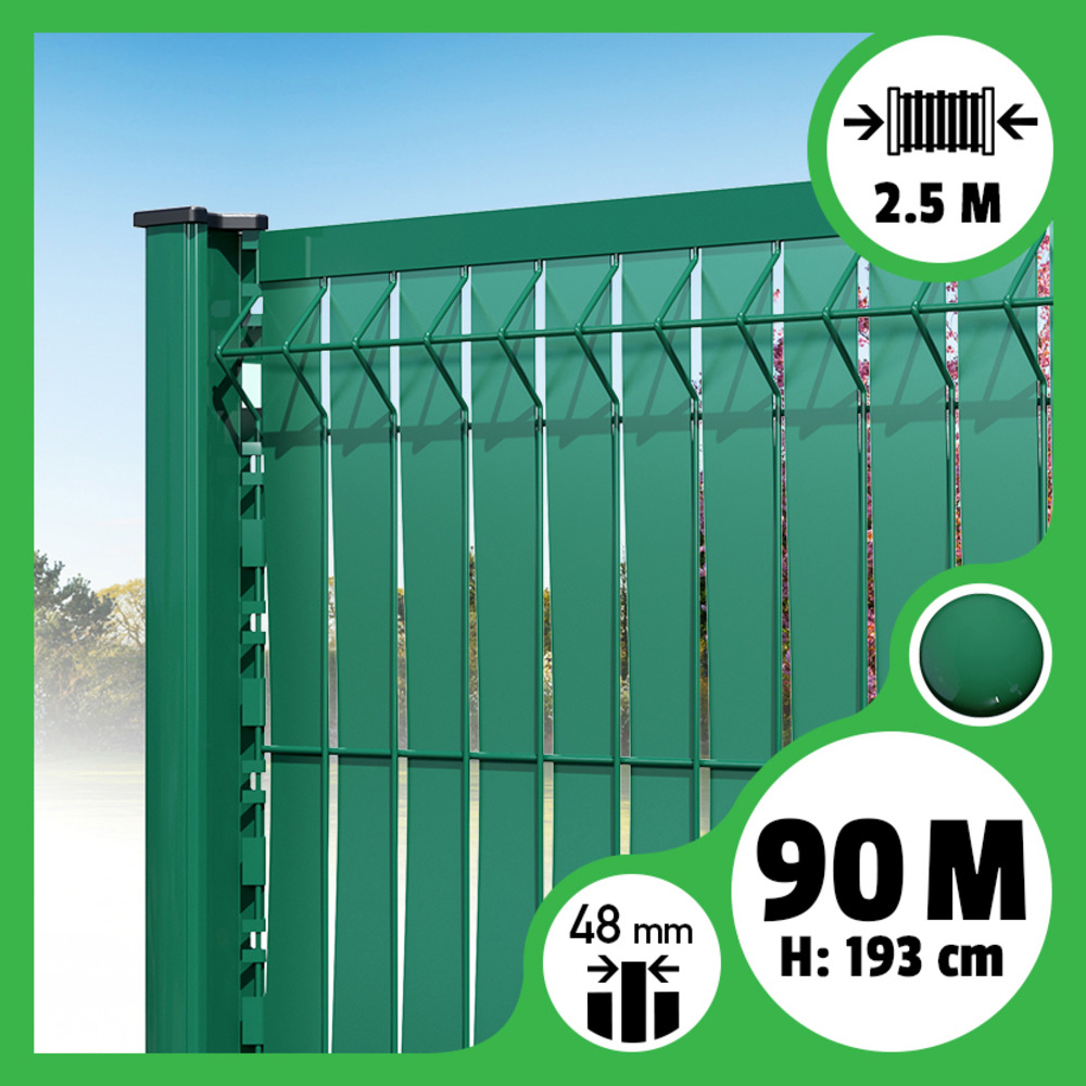 Kit 90m occultation lattes aluminium pour panneau rigide maille 55 - h 1m93 x 2m50 vert