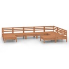 Salon de jardin meuble d'extérieur ensemble de mobilier 9 pièces bois de pin massif marron miel