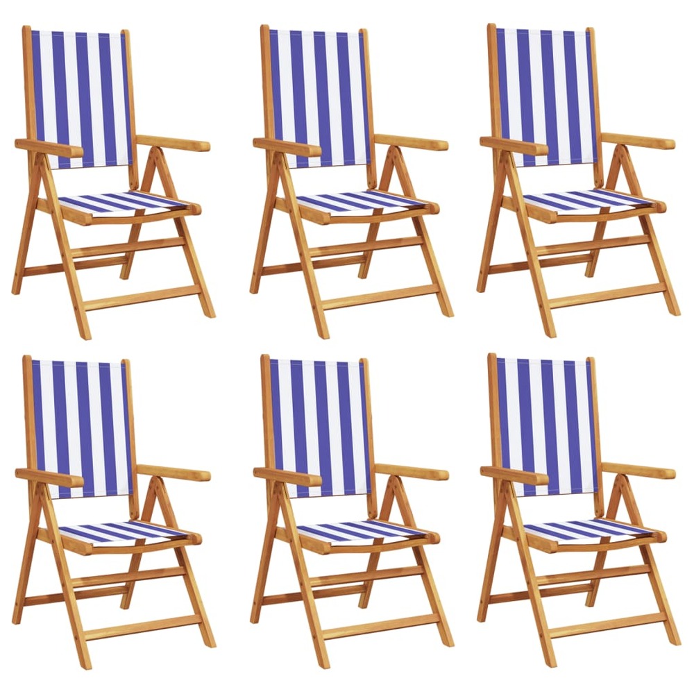 Chaises inclinables de jardin lot de 6 tissu et bois massif