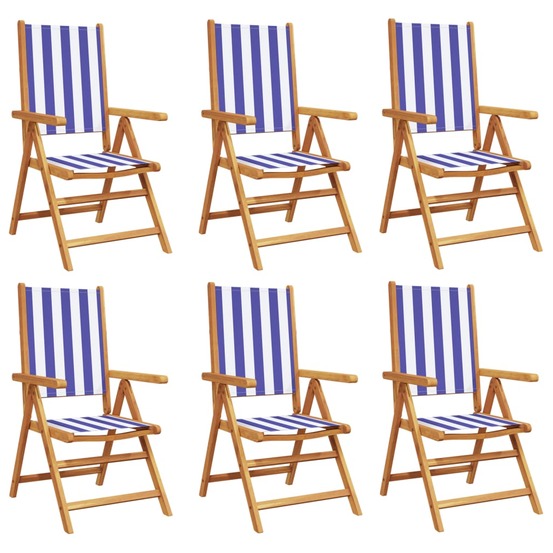Chaises inclinables de jardin lot de 6 tissu et bois massif