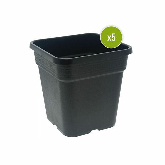 Lot de 5 pots carrés noirs 14l – 28.5x28.5x29 cm