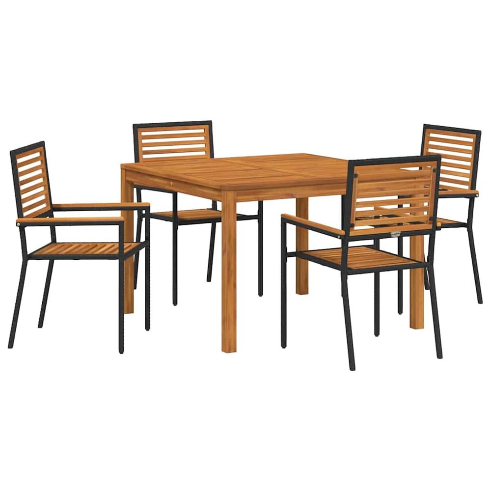 Ensemble de salle à manger pour jardin 5 pc noir