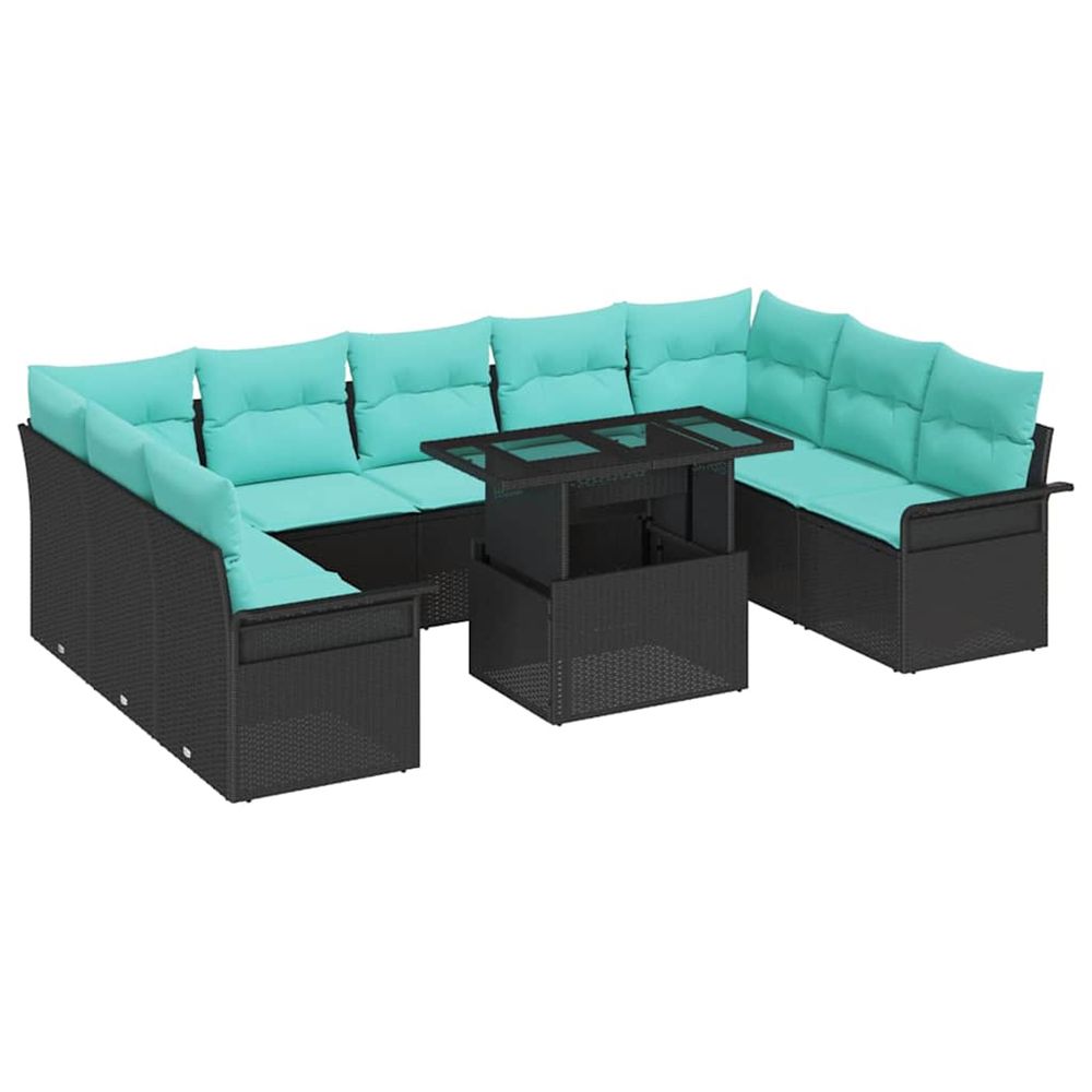 Ensemble de canapé de jardin 10 pc noir poly rattan