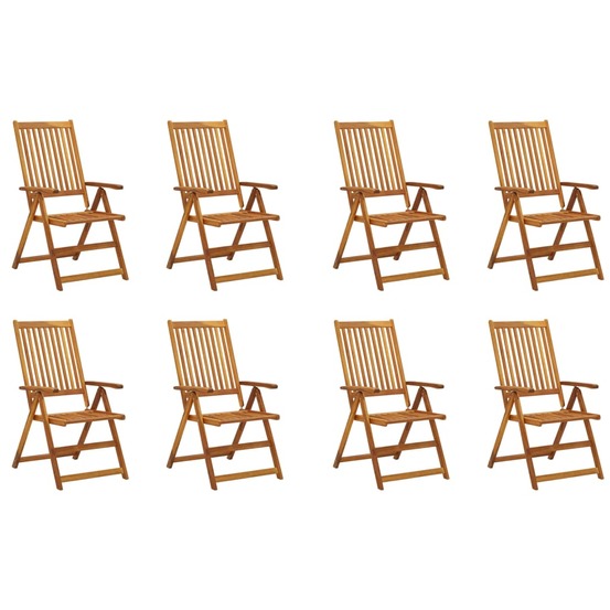 Chaises pliables de jardin avec coussins lot de 8 bois d'acacia