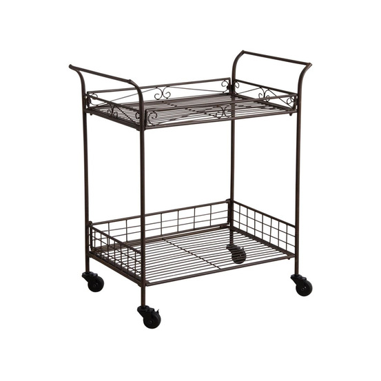 Desserte à roulette en métal vieilli