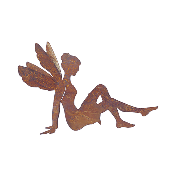 Personnage fée métal rouillé h.70 cm : déco jardin - rouille