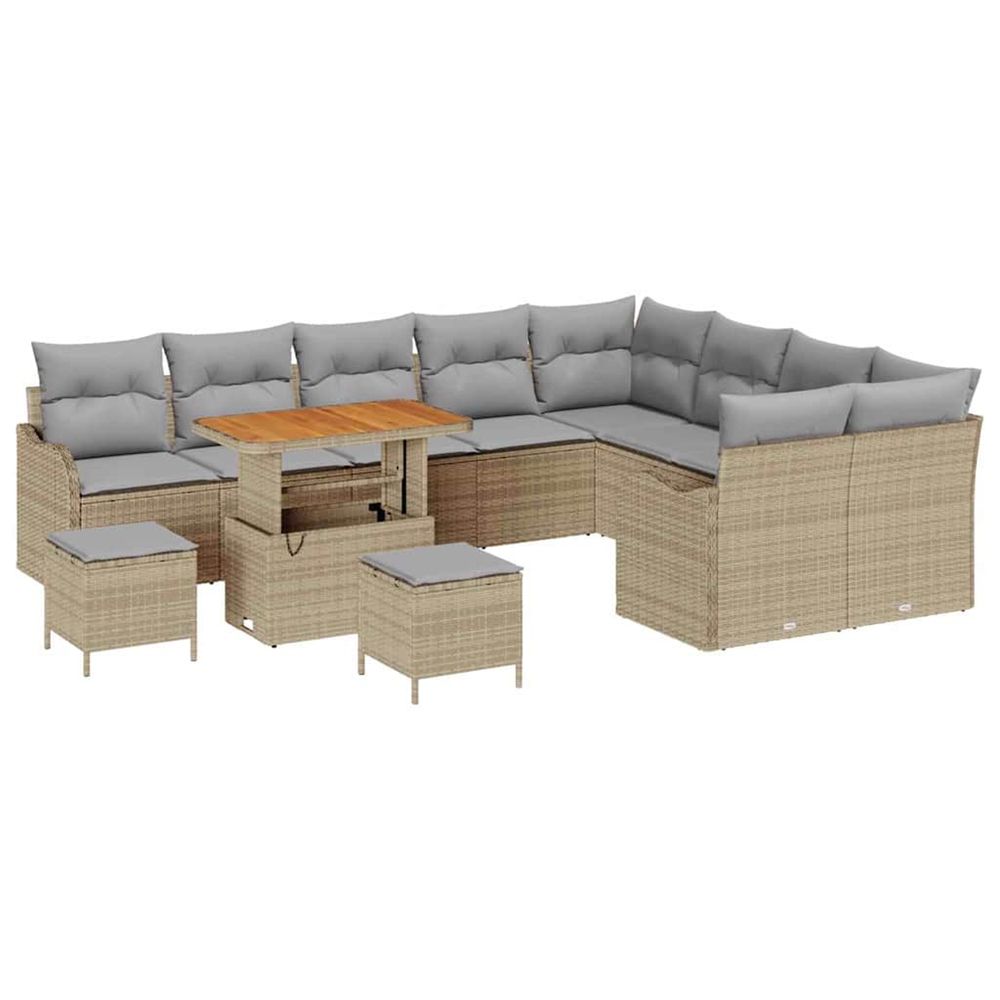 Ensemble de canapé de jardin 12 pc beige polyrotin