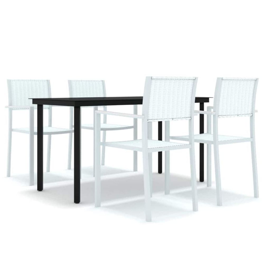 Ensemble à manger de jardin 5 pcs blanc