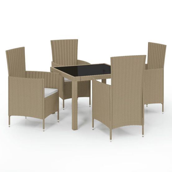 Ensemble à manger d'extérieur 5 pcs coussins résine tressée