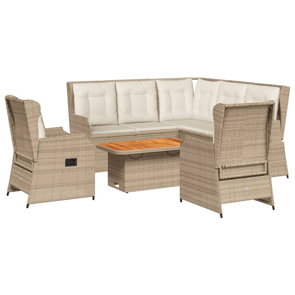 Salon de jardin avec coussins 6 pcs beige résine tressée