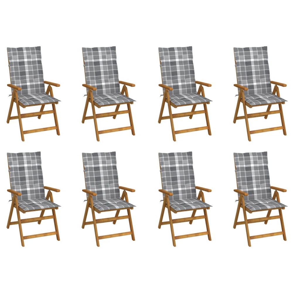 Chaises pliables de jardin avec coussins lot de 8 bois d'acacia