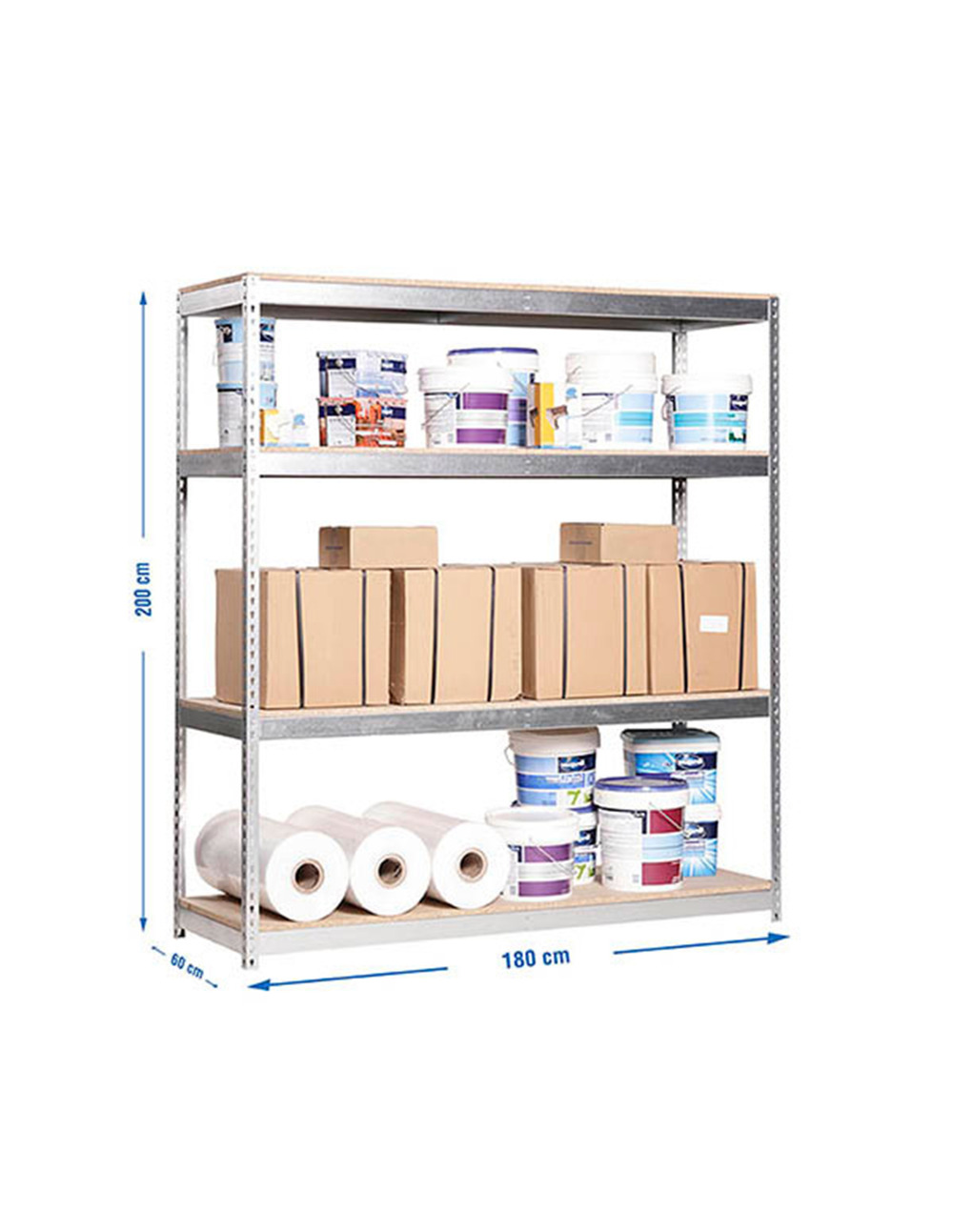 Etagère sans vis simonforte 1806-4 chipboard galva/bois galva/bois 2000x1800x600 - simonrack