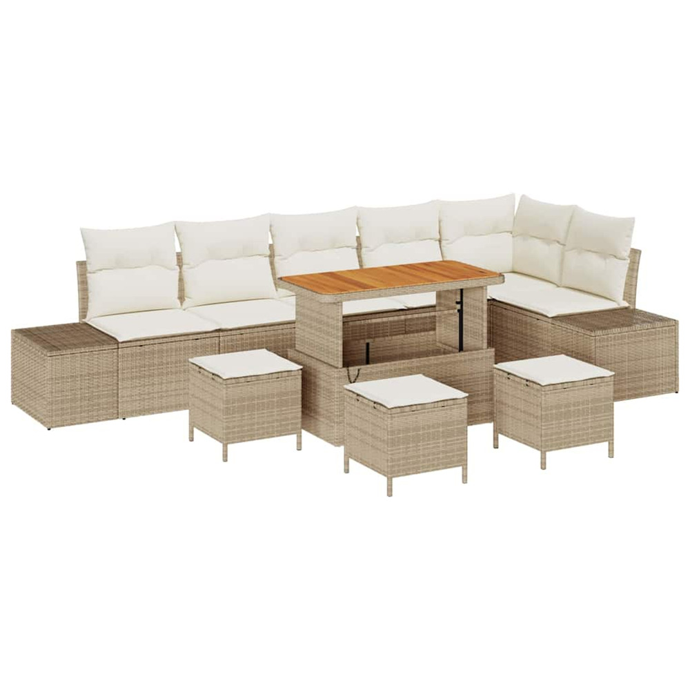 Ensemble de canapé de jardin avec coussin 9 pcs beige et crème