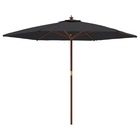 Parasol mobilier de jardin de jardin avec mât en bois 299 x 240 cm noir