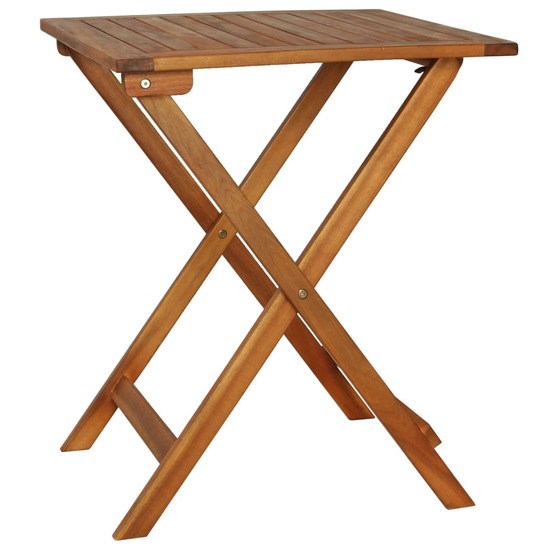 Ensemble de bistro pliable 3 pcs avec coussins acacia solide
